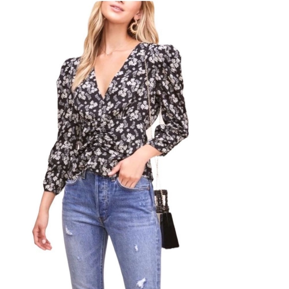 ASTR the Label Floral Ditsy Shirred Puff Sleeve Top